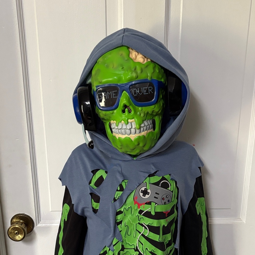 LG Green and Blue Halloween Skull Costume
